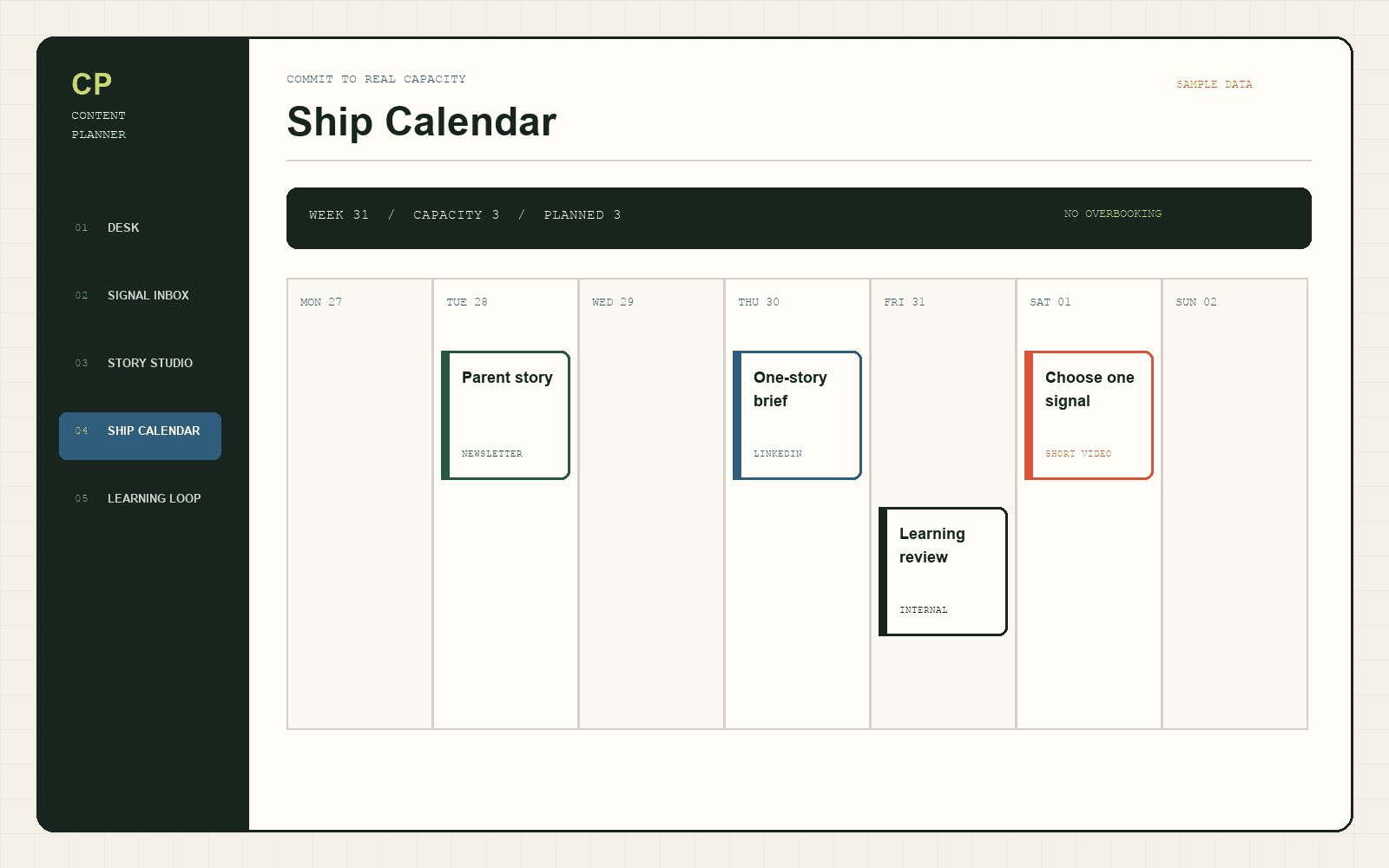 Ship Calendar
